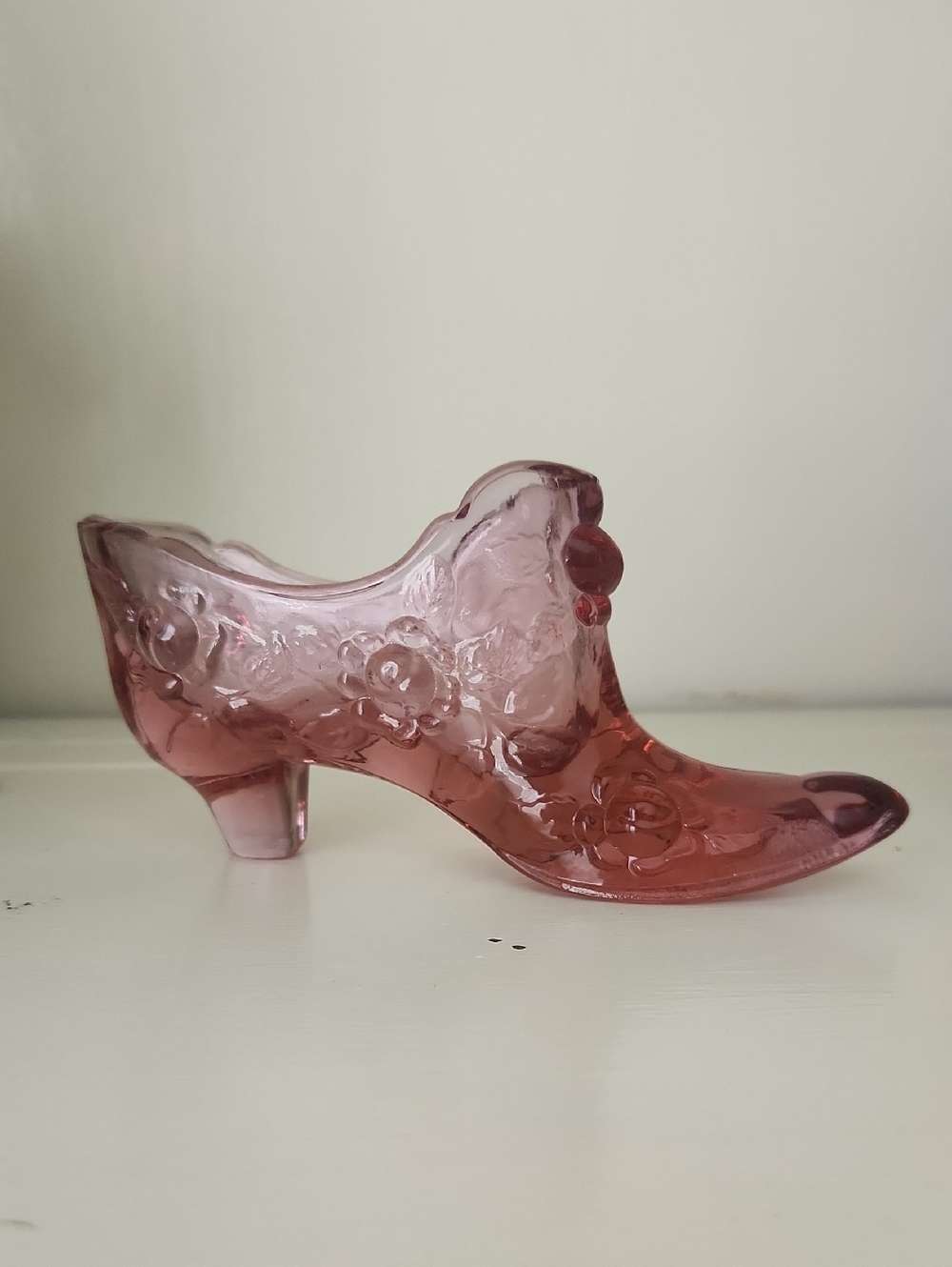 Fenton "Cabbage Rose"  Decorative Glass Slipper